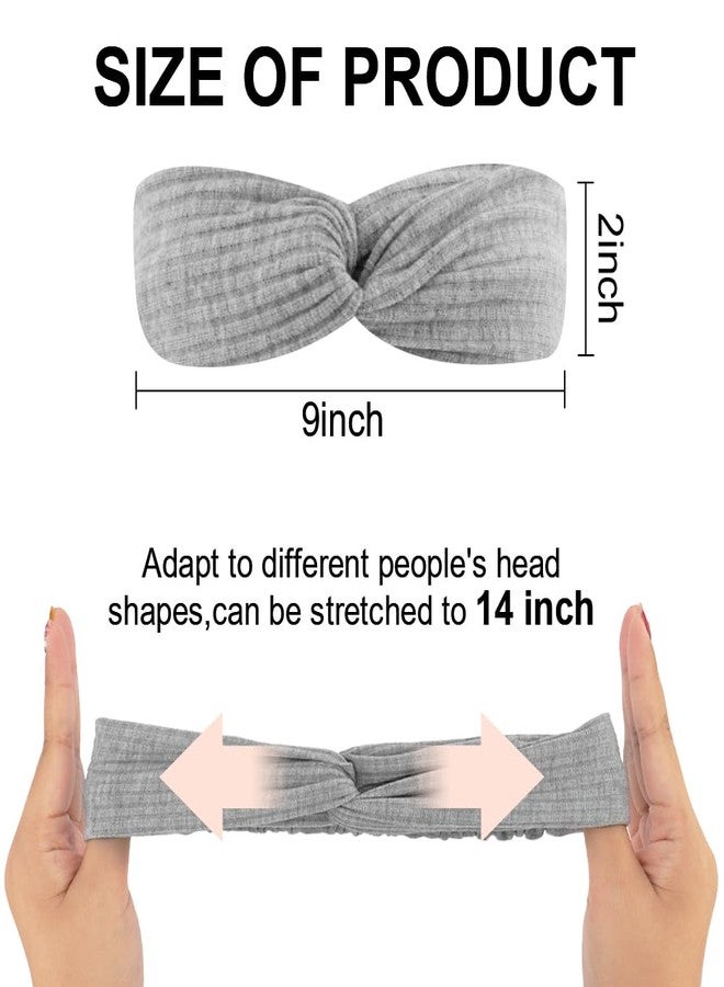 AHONEY 8 Pack Head Bands for Women's Hair Twist Headband Stretchy Workout Elastic Fabric Solid Color Turban Headbands Hair Bands Hair Accessories for Women Fashion Yoga (Cute Style) - Image 2